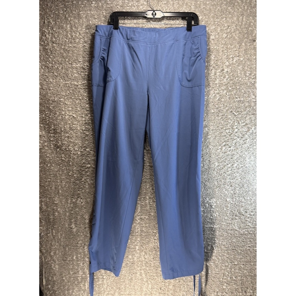 Zenergy By Chicos Neema Blue Pull On Pants Tie Ankles 2, L Sports Outdoor Pocket